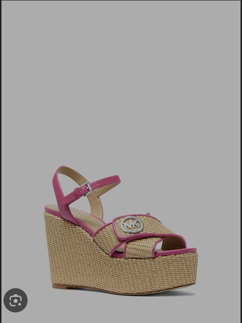 Michael Kors Pink Raffia Platform Wedge Sandal